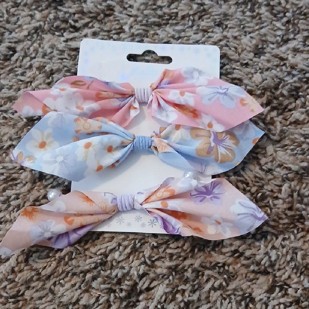 Charming Floral Hair Bows for Kids - Pink, Blue, Purple